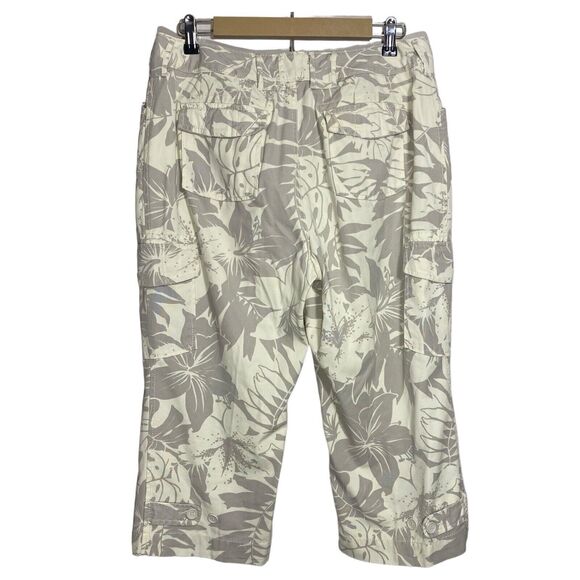 Caribbean Joe Cargo Pants Womens 12P (31x20) Capri Cropped Cotton Floral Beach - Picture 2 of 11